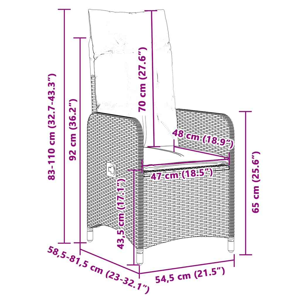 5 pcs conjunto de bistrô para jardim c/ almofadões vime PE bege