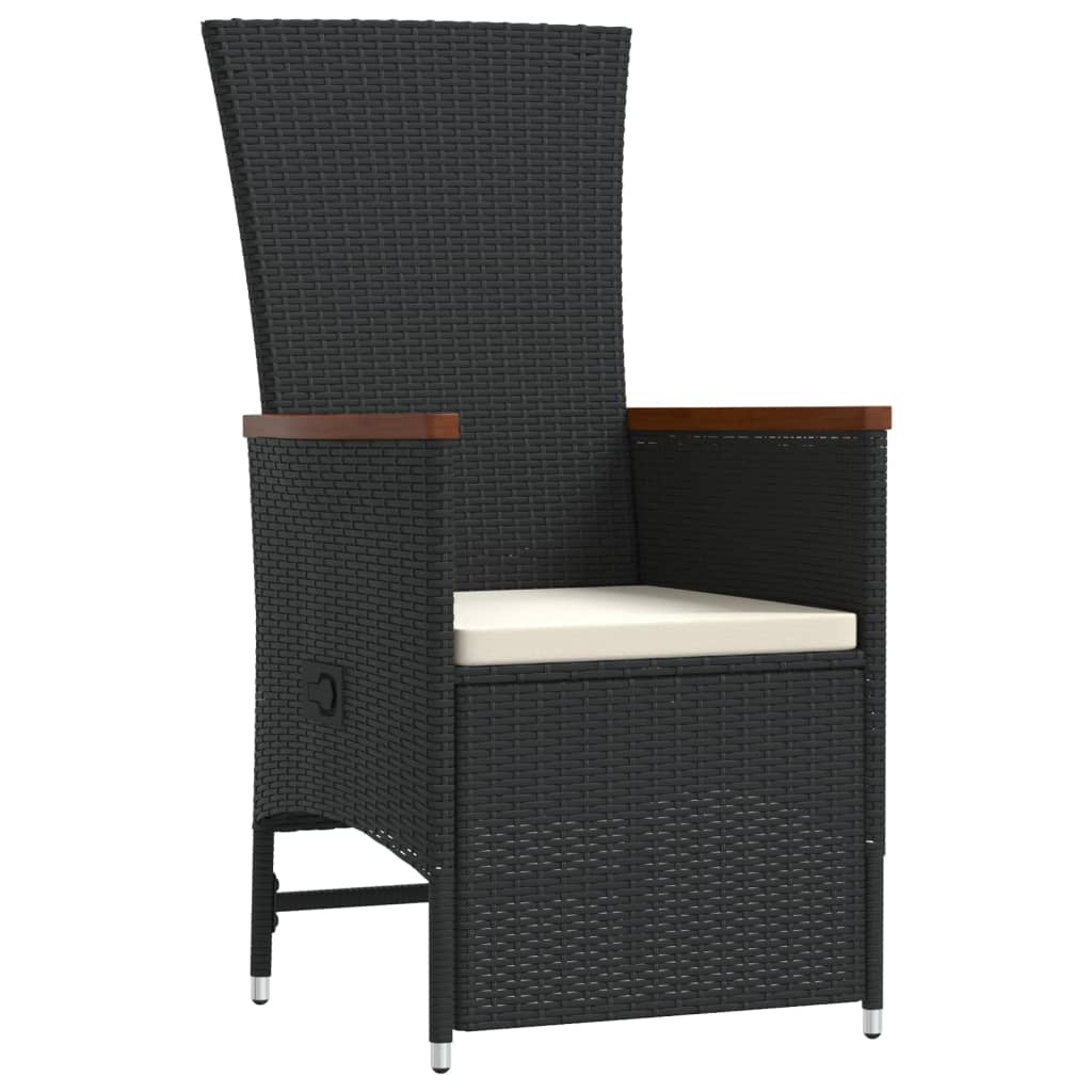 11 pcs conjunto de jantar p/ jardim c/ almofadões vime PE preto