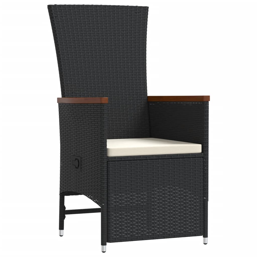 11 pcs conjunto de jantar p/ jardim c/ almofadões vime PE preto