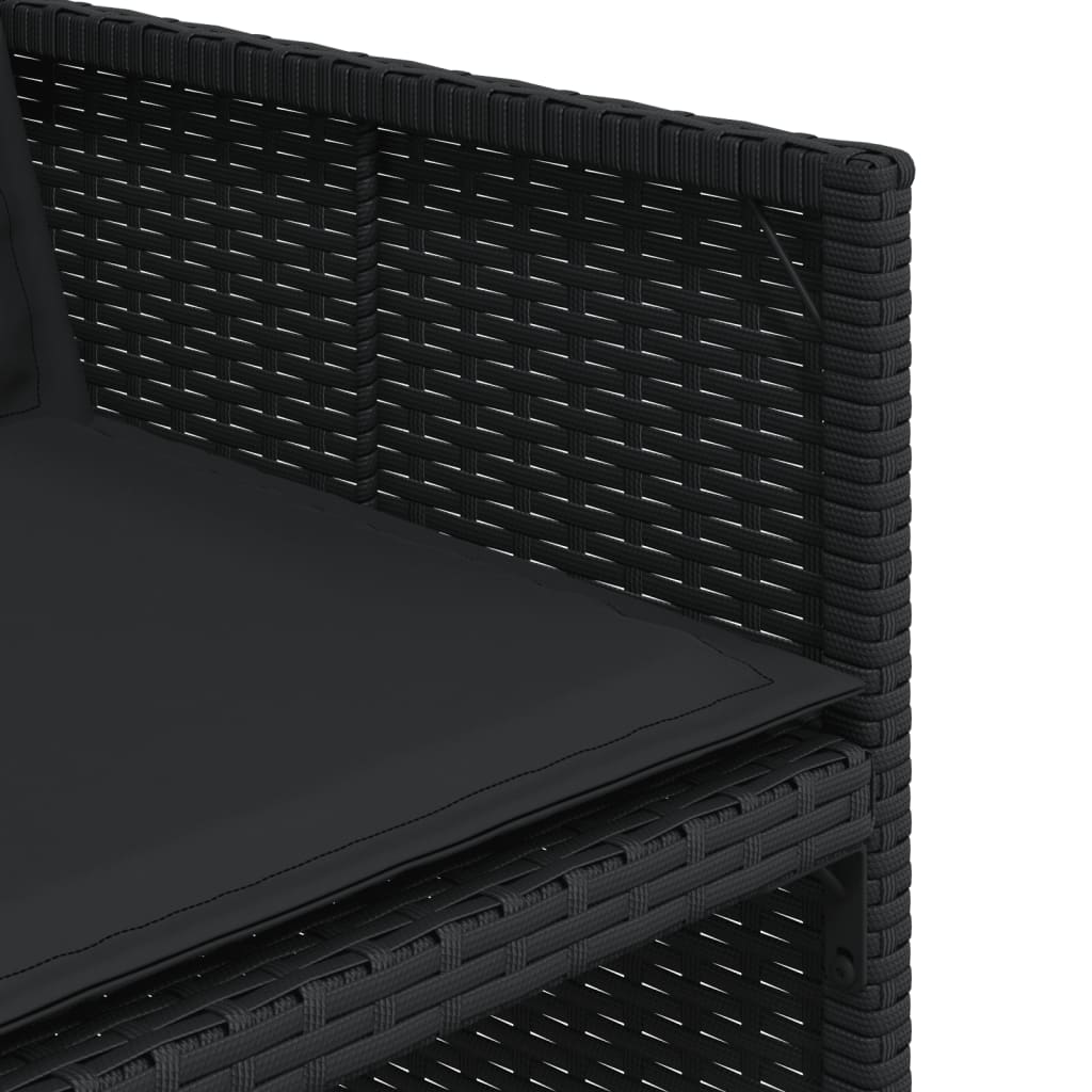 17 pcs conjunto de jantar p/ jardim c/ almofadões vime PE preto