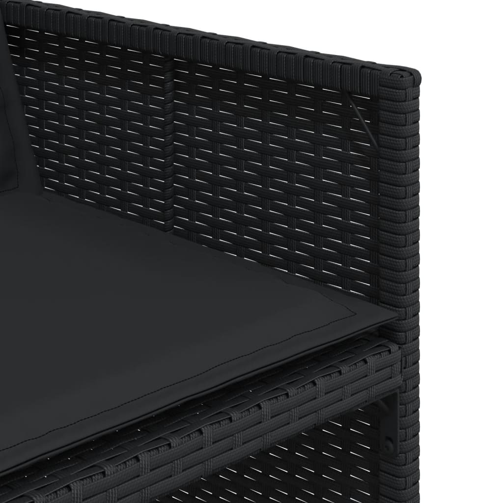 11 pcs conjunto de jantar p/ jardim c/ almofadões vime PE preto