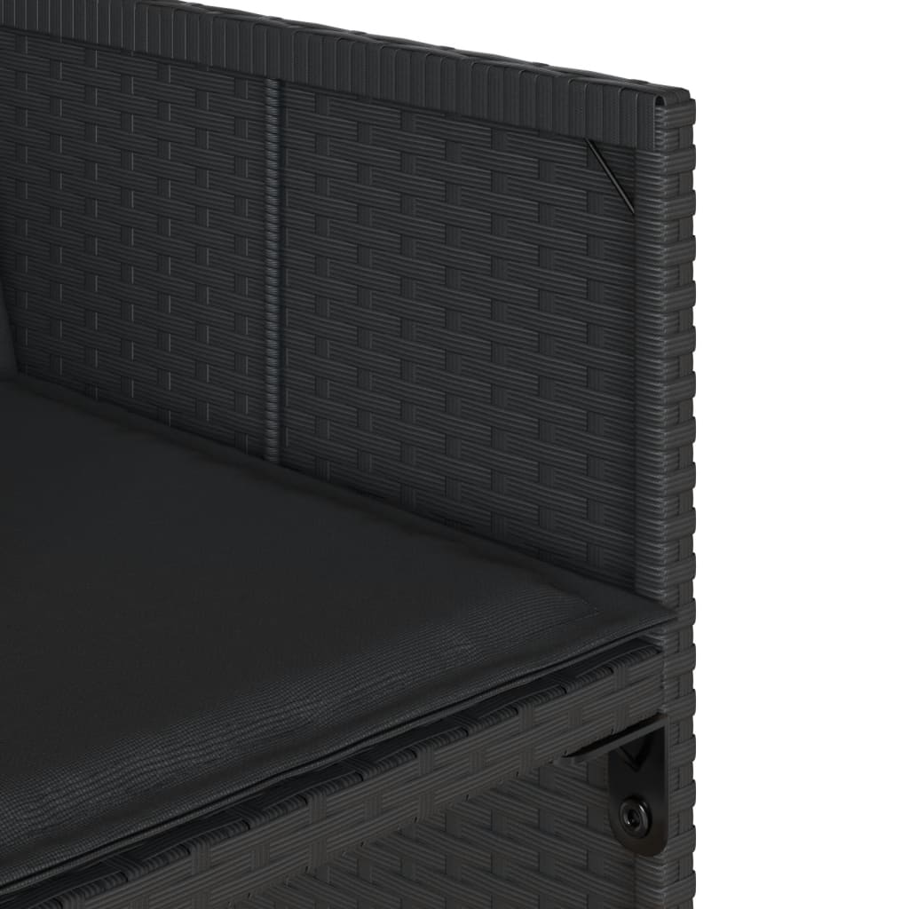 11 pcs conjunto de jantar p/ jardim c/ almofadões vime PE preto