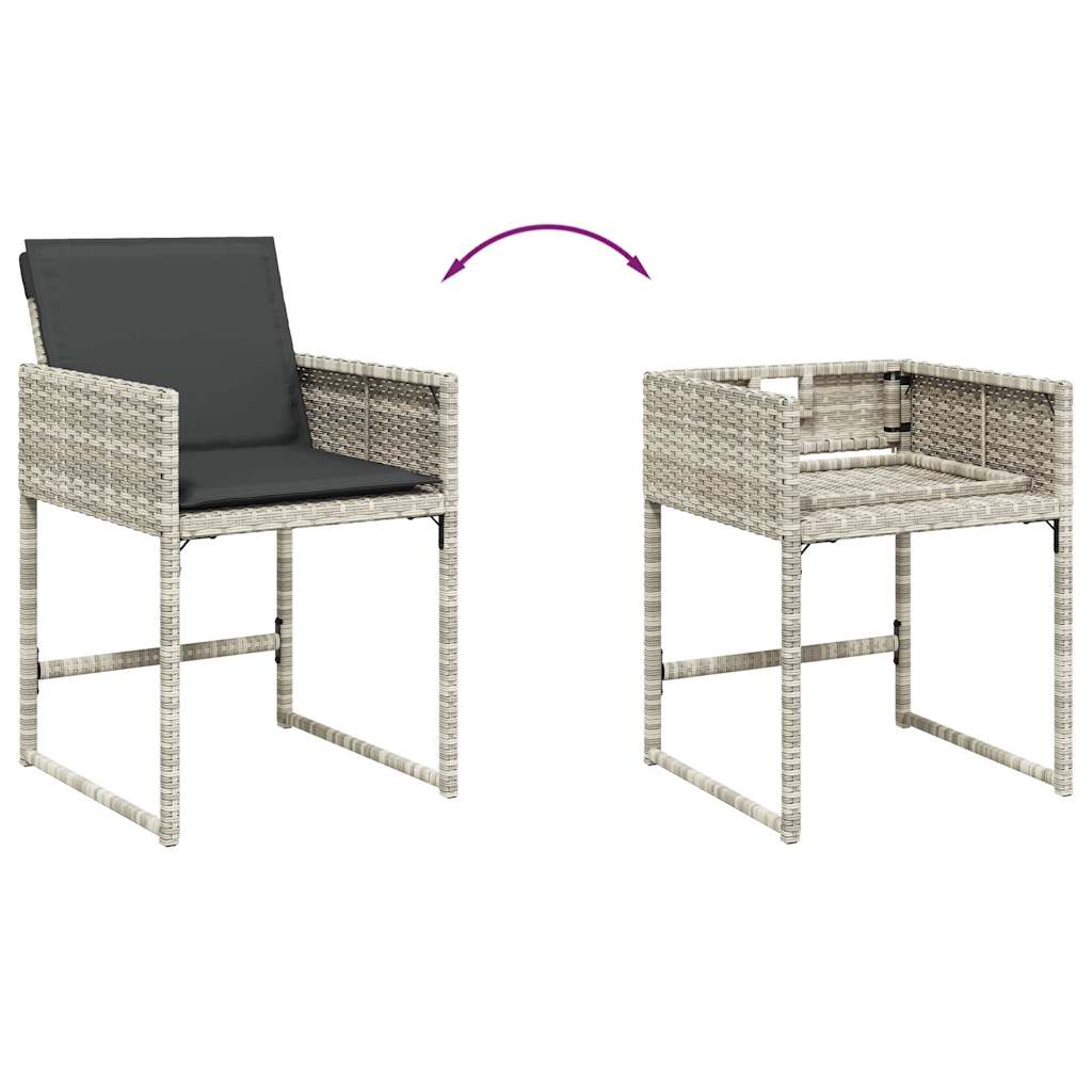 13 pcs conj. jantar jardim c/ almofadões vime PE cinzento-claro