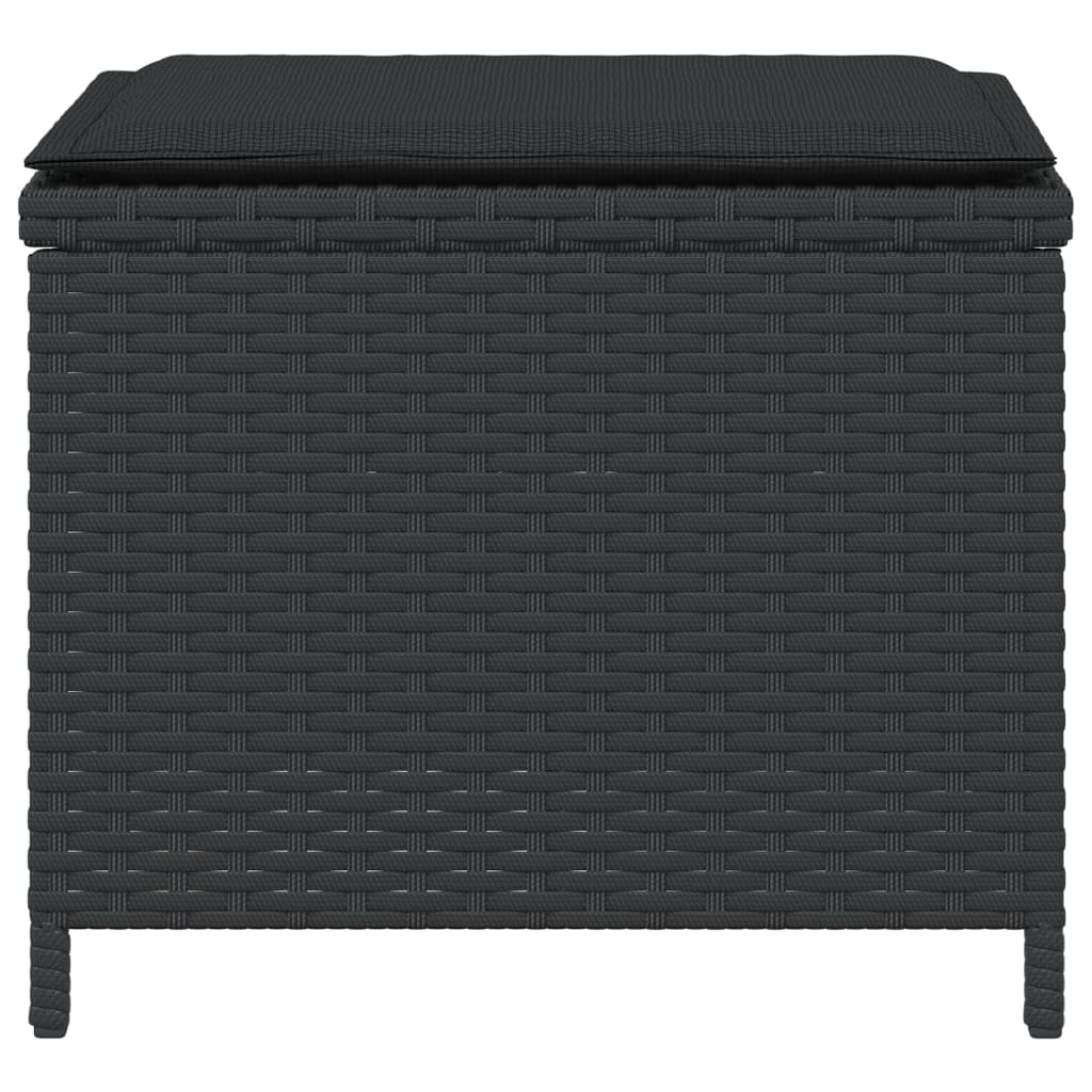 Bancos de jardim com almofadões 4 pcs 40x40x35 cm vime PE preto