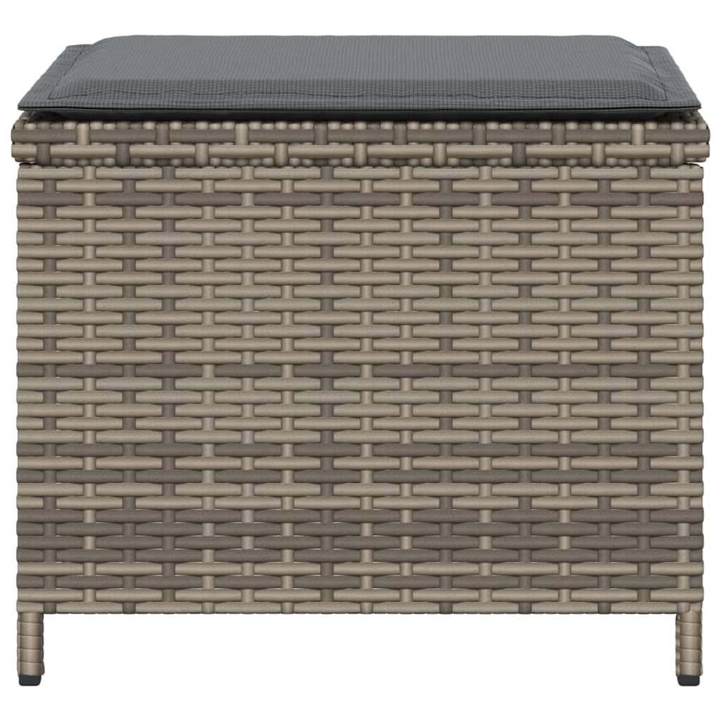 Bancos jardim com almofadões 4 pcs 40x40x35 cm vime PE cinzento
