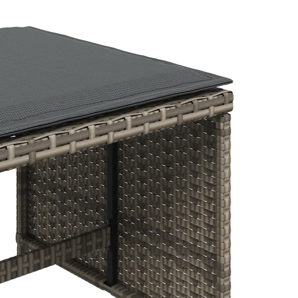 Bancos jardim com almofadões 4 pcs 40x40x35 cm vime PE cinzento
