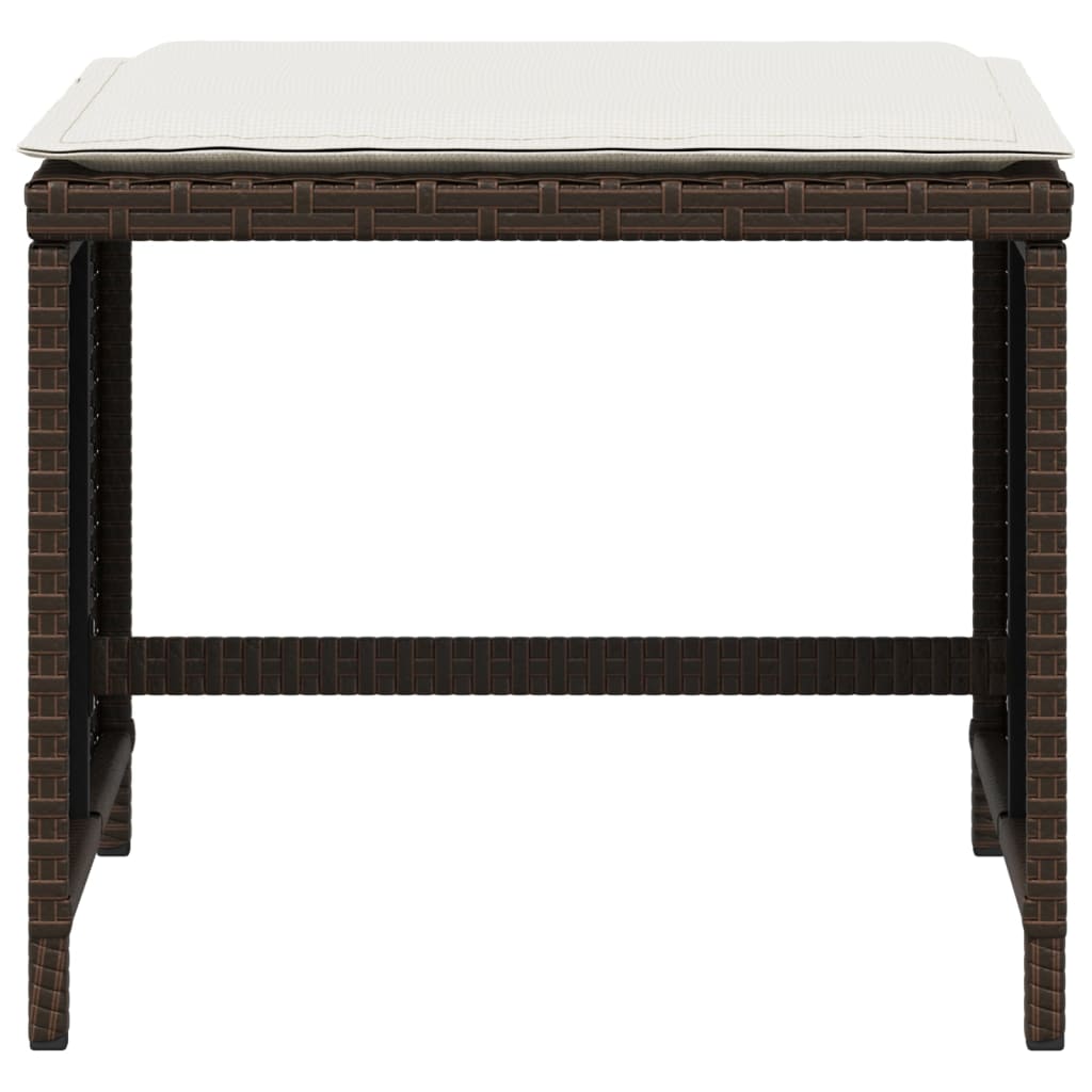 Bancos jardim com almofadões 4 pcs 40x40x35 cm vime PE castanho