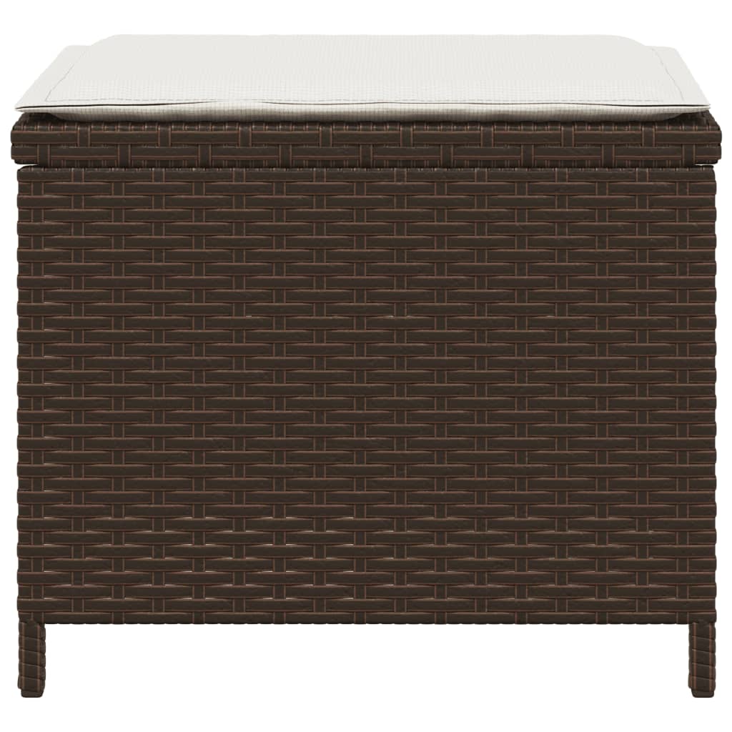 Bancos jardim com almofadões 4 pcs 40x40x35 cm vime PE castanho