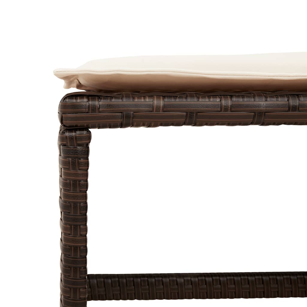 Bancos jardim com almofadões 4 pcs 40x40x35 cm vime PE castanho