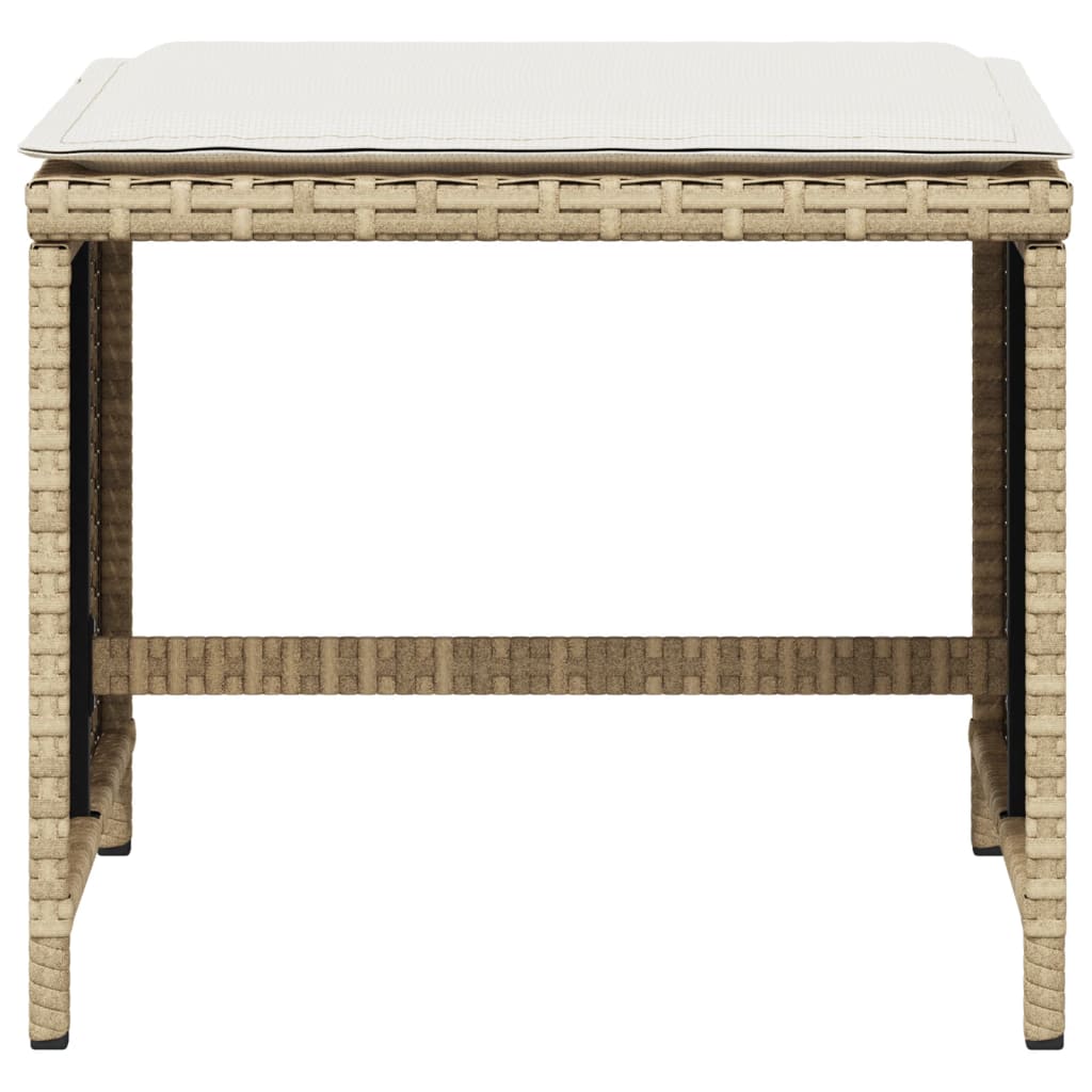 Bancos de jardim com almofadões 4 pcs 40x40x35 cm vime PE bege
