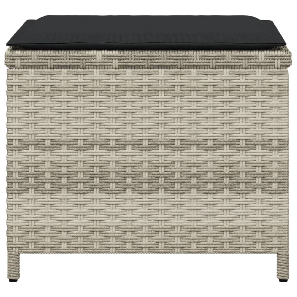 Bancos jardim c/ almofadões 4pcs 40x40x35cm vime PE cinza-claro
