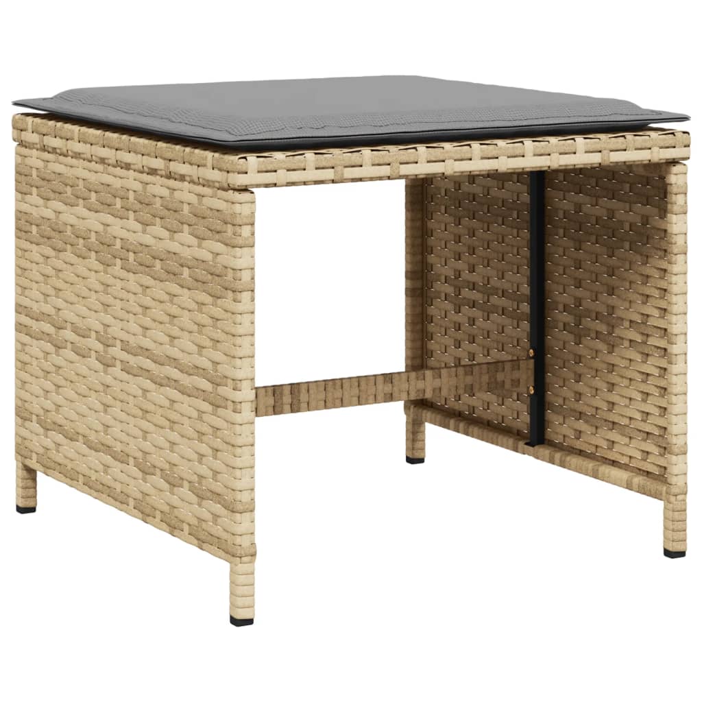 Bancos jardim almofadões 4 pcs 40x40x35 cm vime PE mistura bege