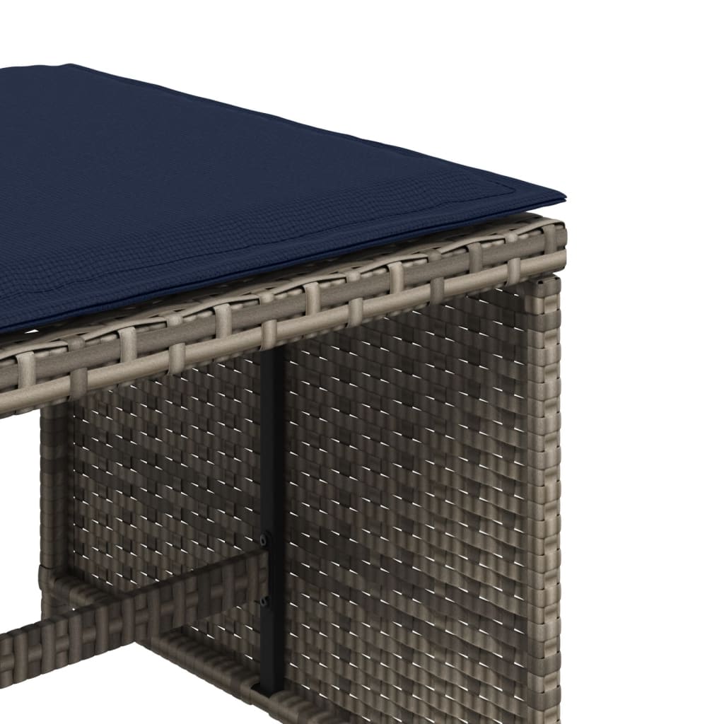 Bancos jardim com almofadões 4 pcs 40x40x35 cm vime PE cinzento