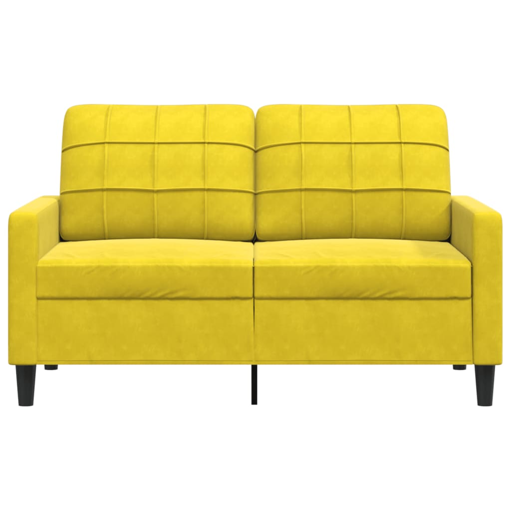 Sofá de 2 lugares veludo 120 cm amarelo