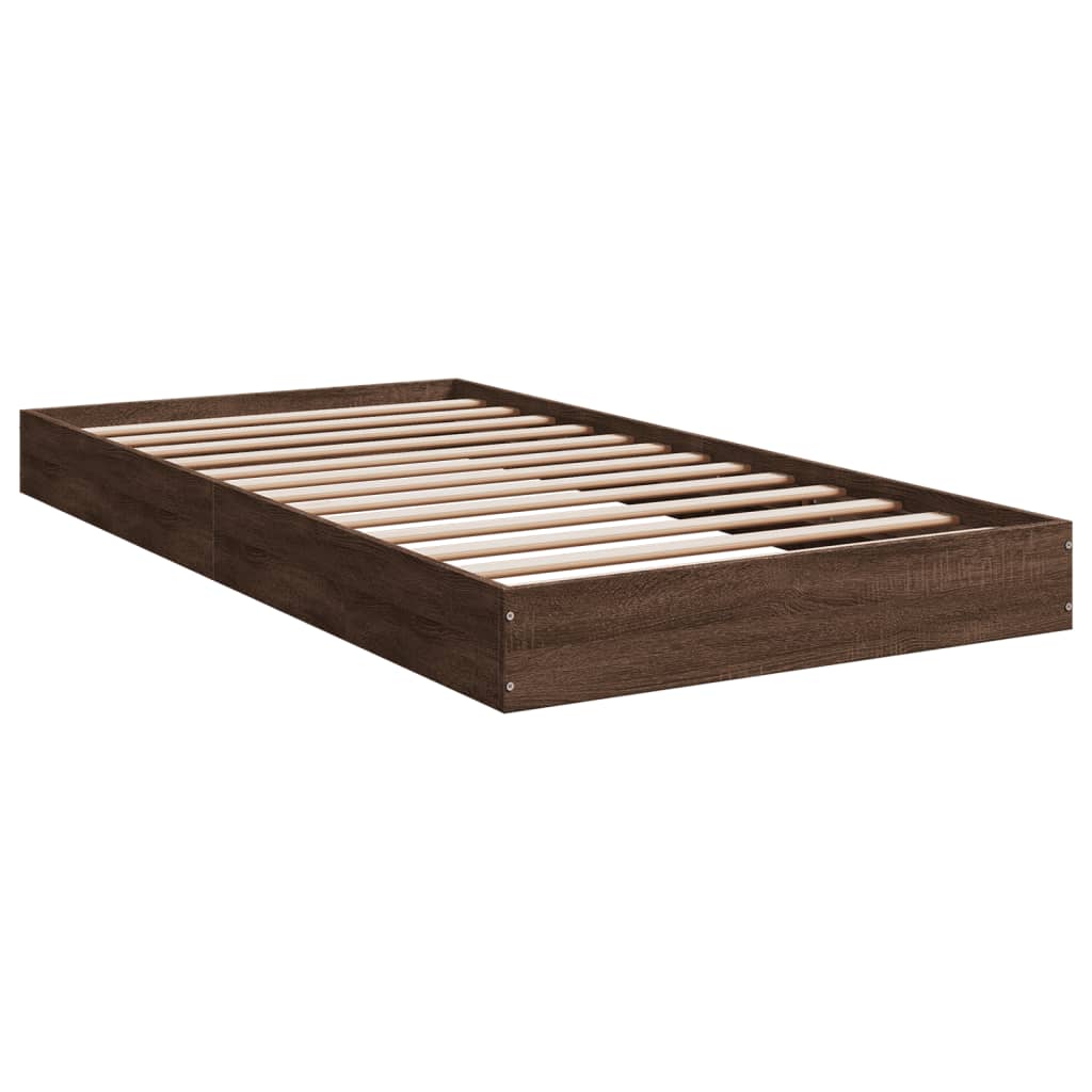 Estrutura cama s/ colchão derivados madeira carvalho castanho