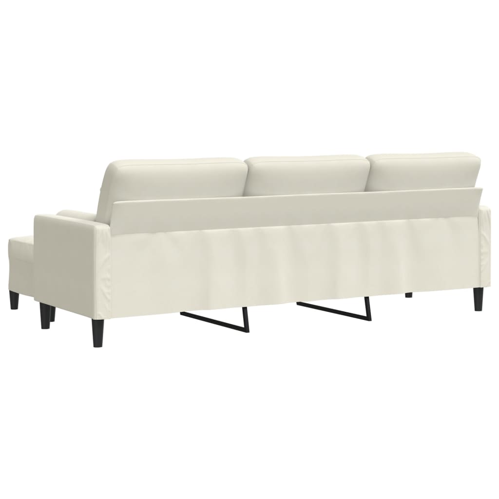 Sofá de 3 lugares com apoio de pés 210 cm veludo cor creme