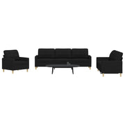 3 pcs conjunto de sofás tecido preto