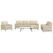 4pcs conjunto sofás c/ almofadões/apoio pés tecido creme
