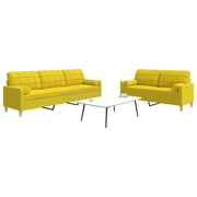 2 pcs conjunto de sofás com almofadas tecido amarelo-claro