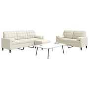 3 pcs conjunto de sofás com almofadões e rolos veludo creme