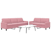 2 pcs conjunto de sofás com almofadões veludo rosa