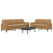 2 pcs conjunto de sofás com almofadões veludo castanho