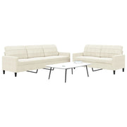 2 pcs conjunto de sofás com almofadões veludo cor creme