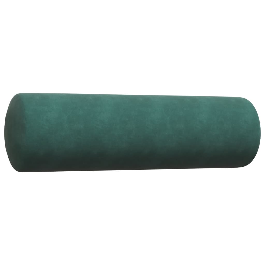3 pcs conjunto sofás com almofadões e rolos veludo verde-escuro