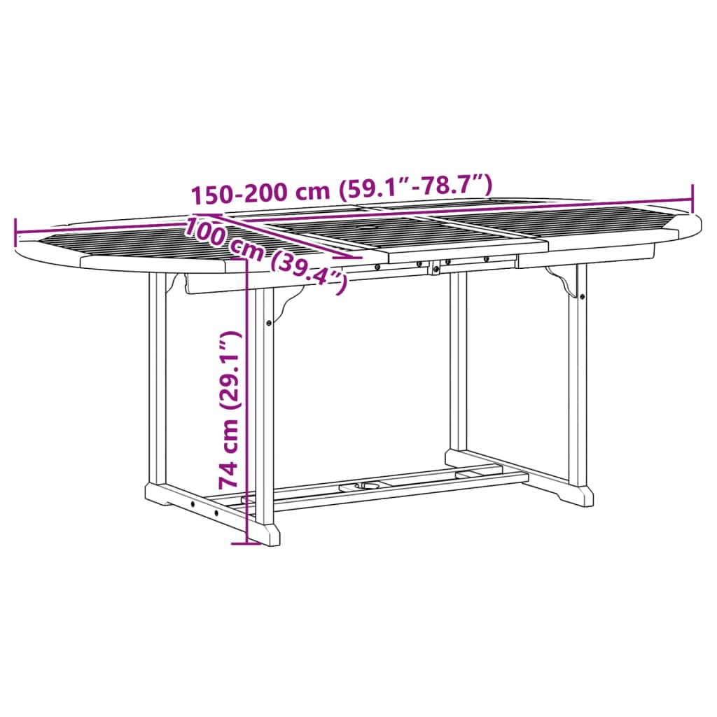 7 pcs conjunto de jantar para jardim acácia maciça e textilene