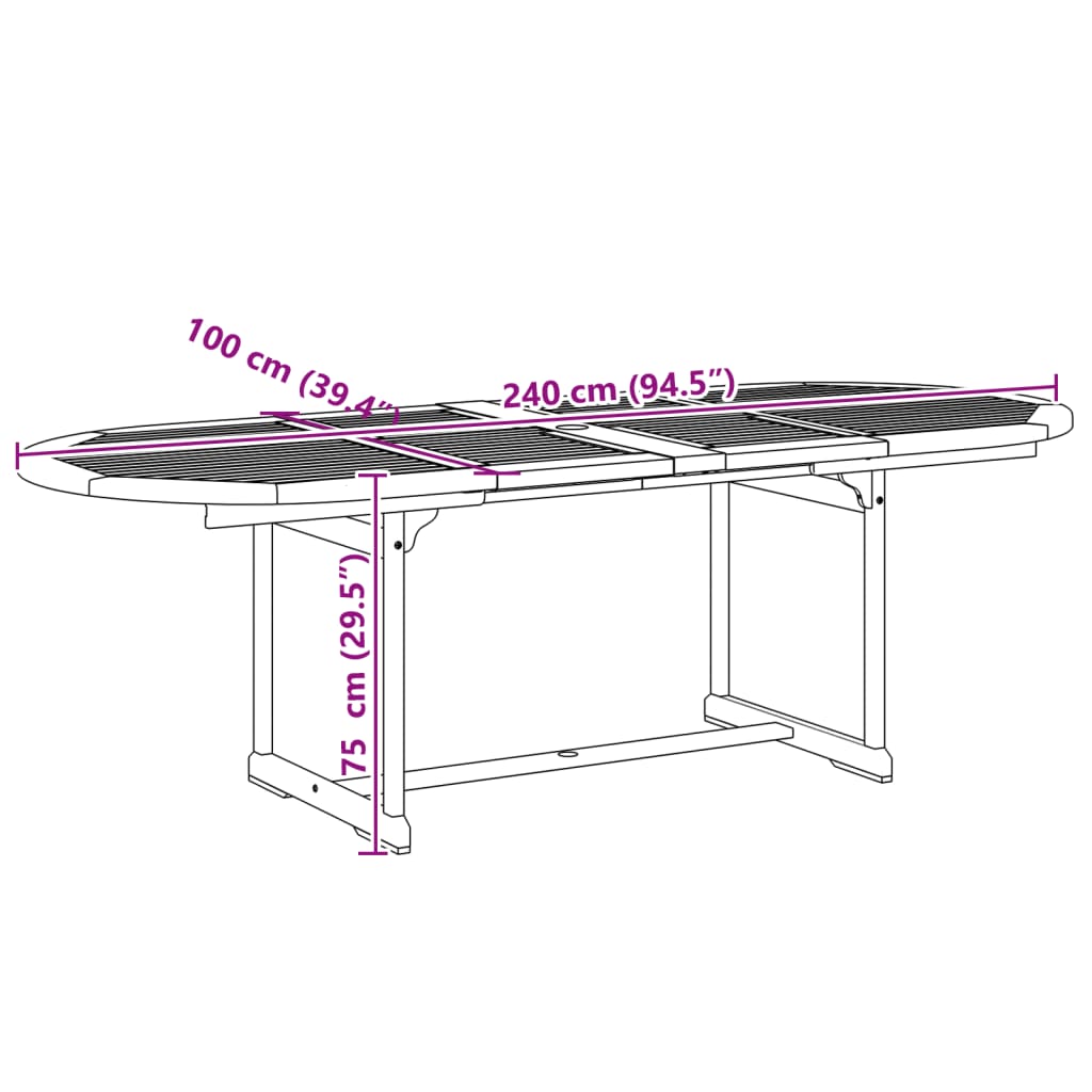 7 pcs conjunto de jantar para jardim acácia maciça e textilene