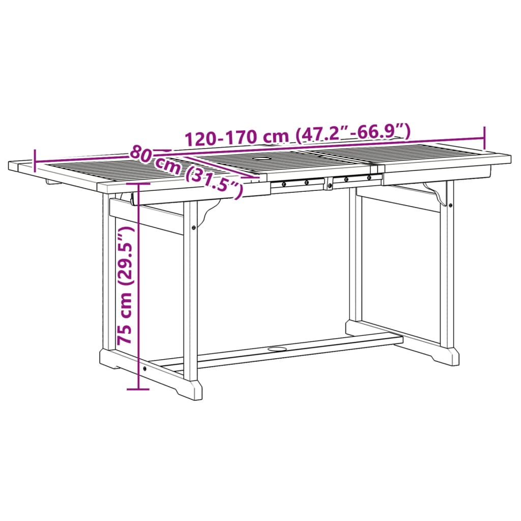 7 pcs conjunto de jantar para jardim acácia maciça e textilene
