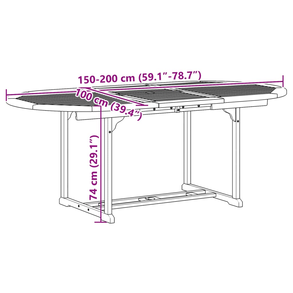 7 pcs conjunto de jantar para jardim acácia maciça e textilene