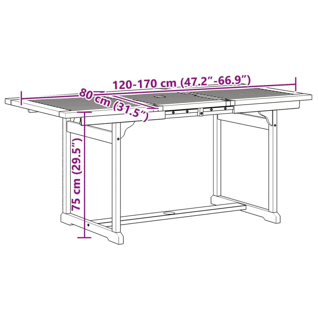 7 pcs conjunto de jantar para jardim acácia maciça e textilene