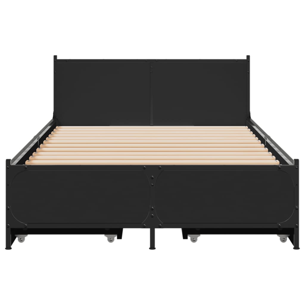 Estrutura cama c/ gavetas 75x190 cm derivados de madeira preto