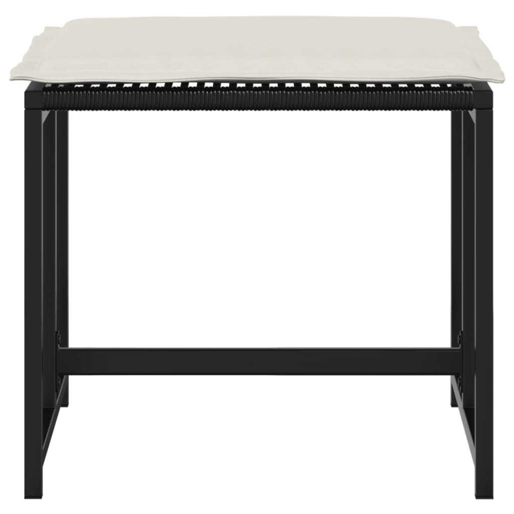 Bancos de jardim com almofadões 4 pcs vime PE preto