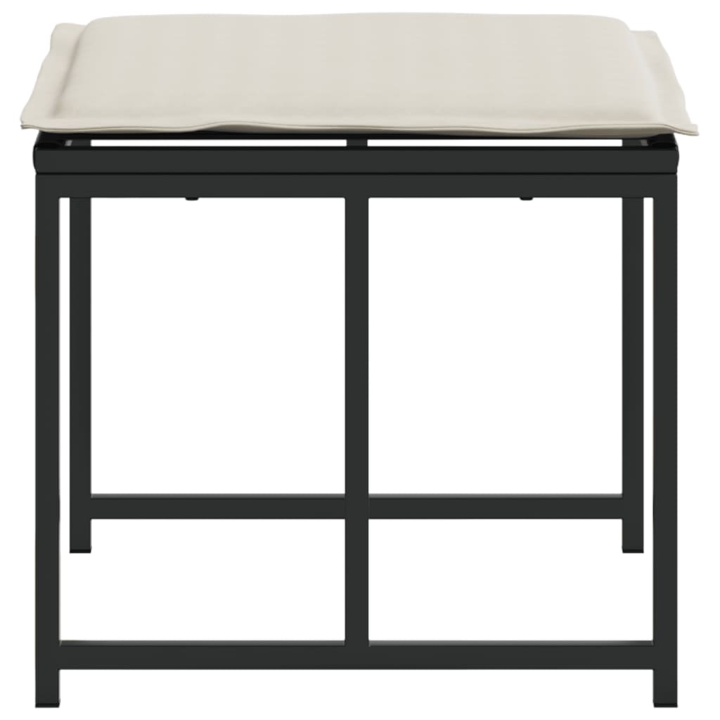 Bancos de jardim com almofadões 4 pcs vime PE preto