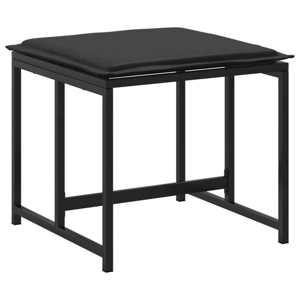 Bancos de jardim c/ almofadões 4 pcs aço e textilene preto