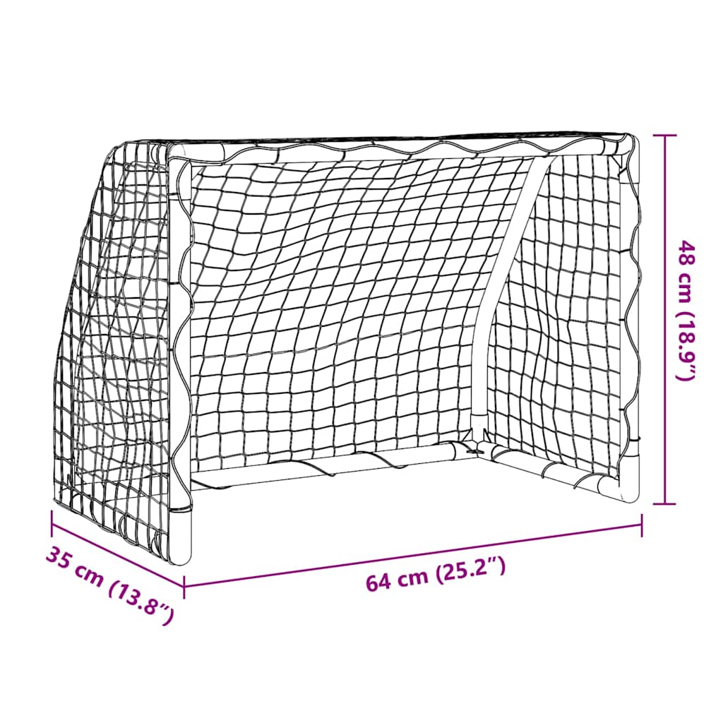 Baliza futebol infantil 2 pcs c/ bola 64x35x48 cm metal branco
