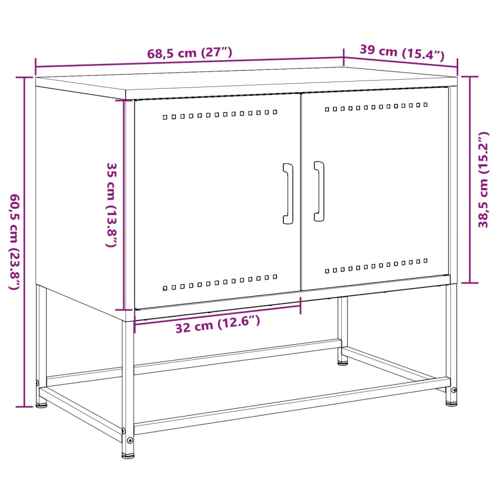 Móvel de TV 68,5x39x60,5 cm aço antracite