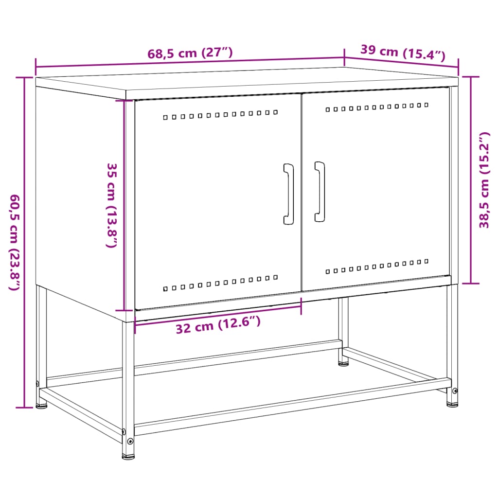 Móvel de TV 68,5x39x60,5 cm aço branco