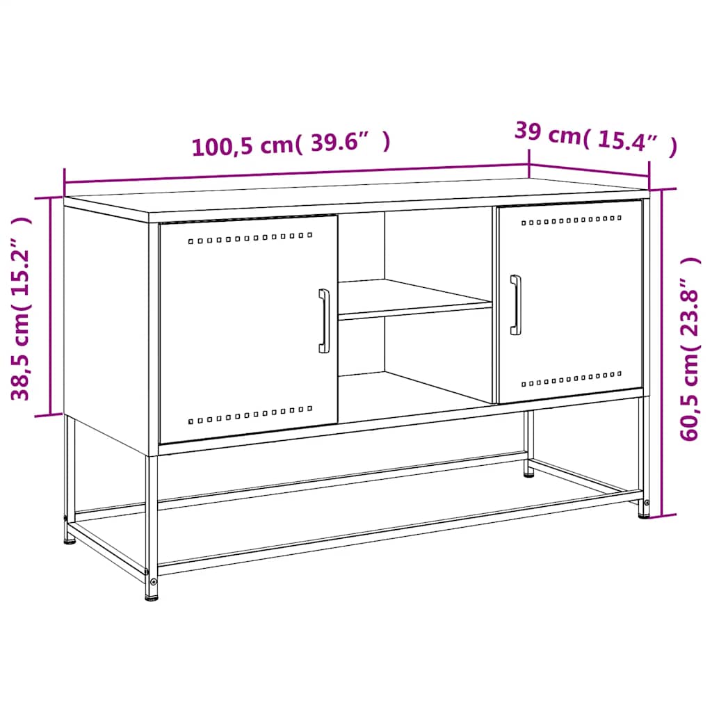 Móvel de TV 100,5x39x60,5 cm aço antracite