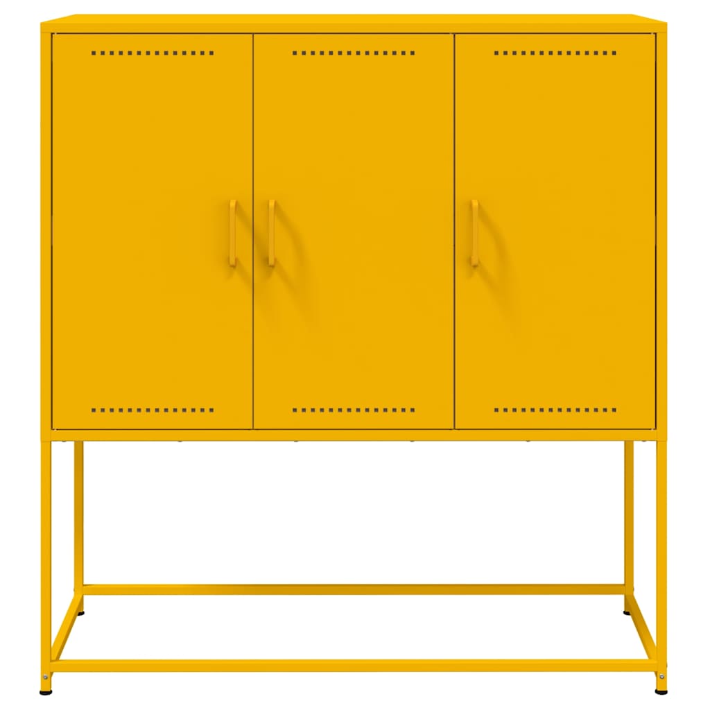 Aparador alto 100,5x39x107 cm aço amarelo mostarda