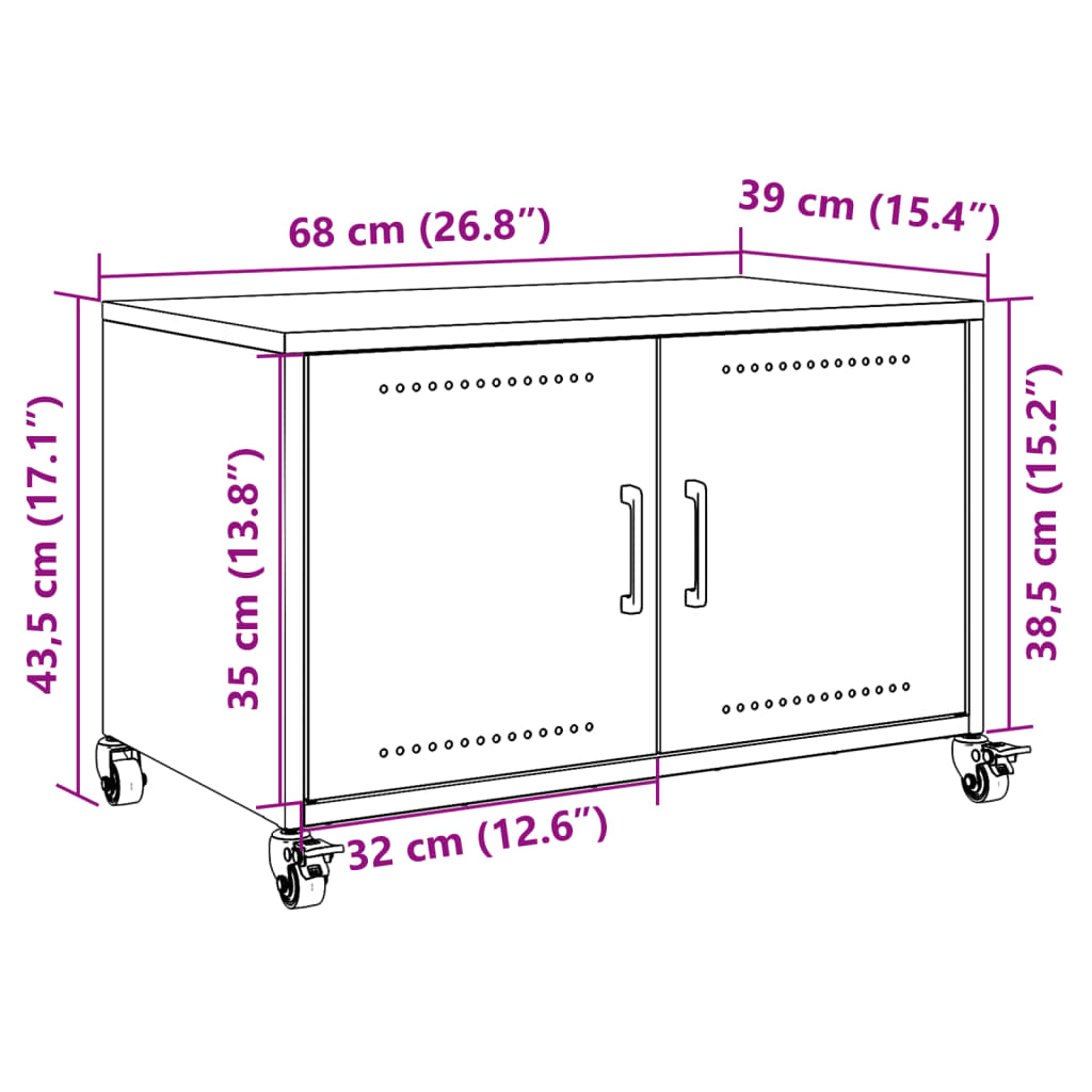 Móvel de TV 68x39x43,5 cm aço rosa