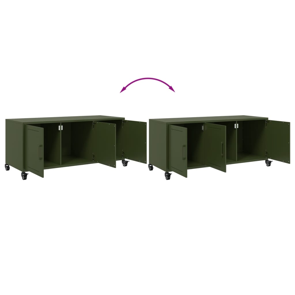 Móvel de TV 100,5x39x43,5 cm aço verde-azeitona