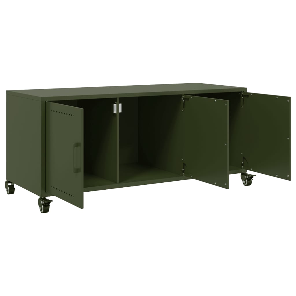 Móvel de TV 100,5x39x43,5 cm aço verde-azeitona