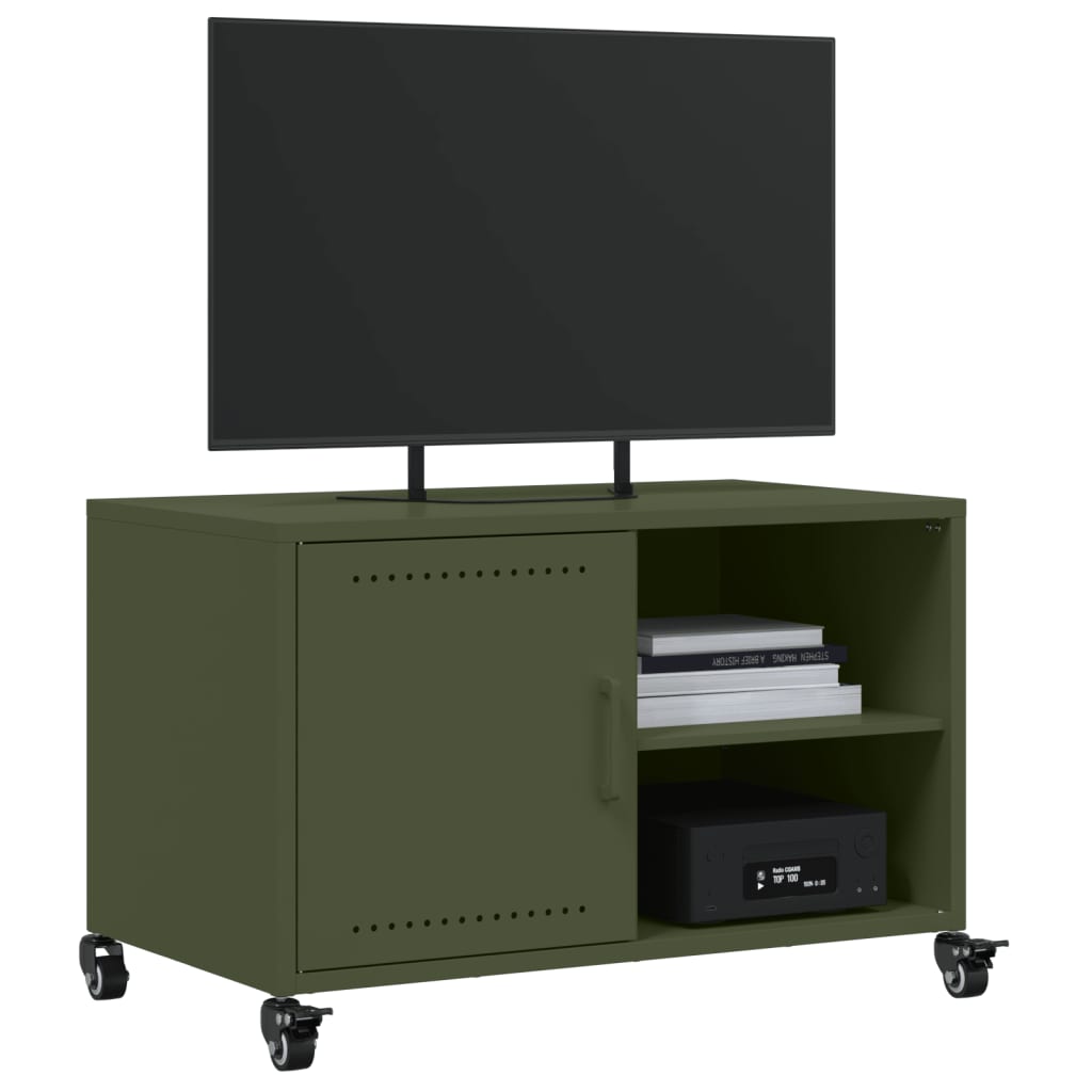 Móvel de TV 68x39x43,5 cm aço verde azeitona