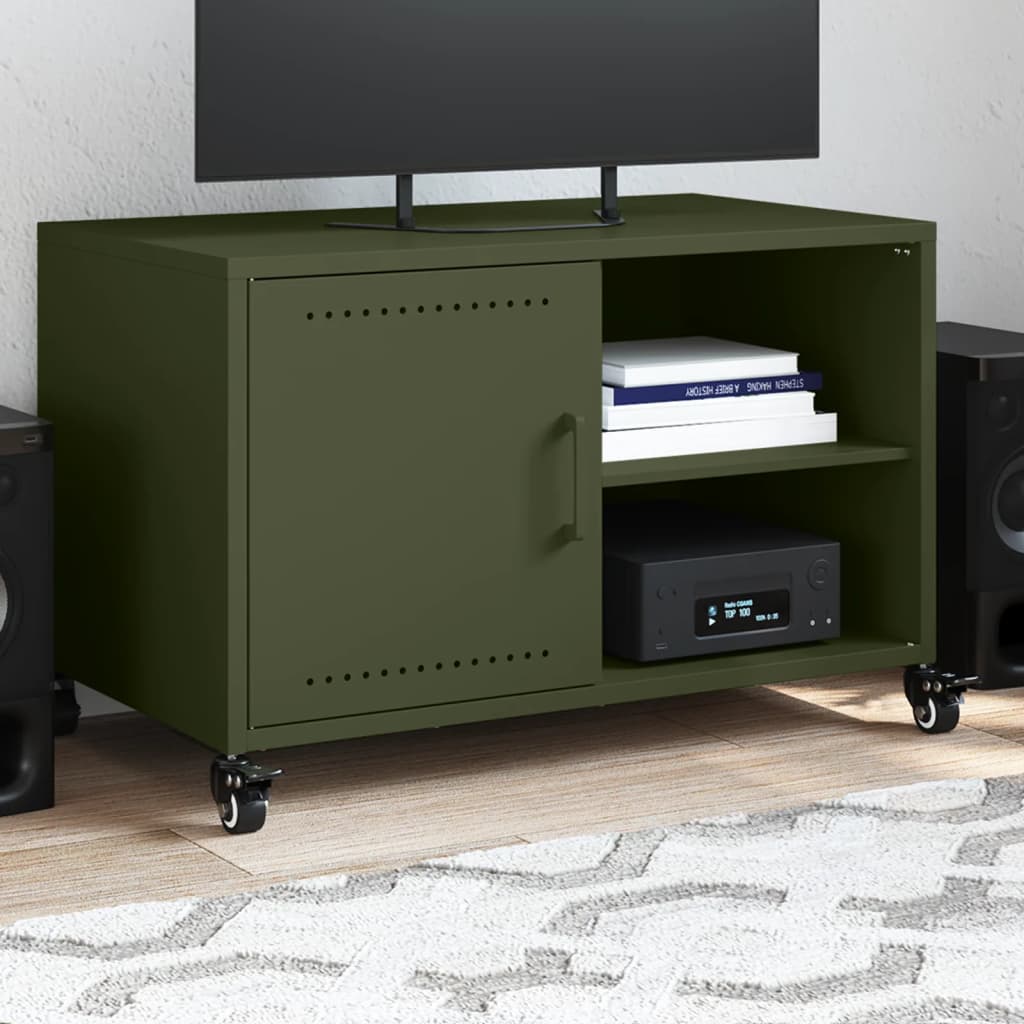 Móvel de TV 68x39x43,5 cm aço verde azeitona
