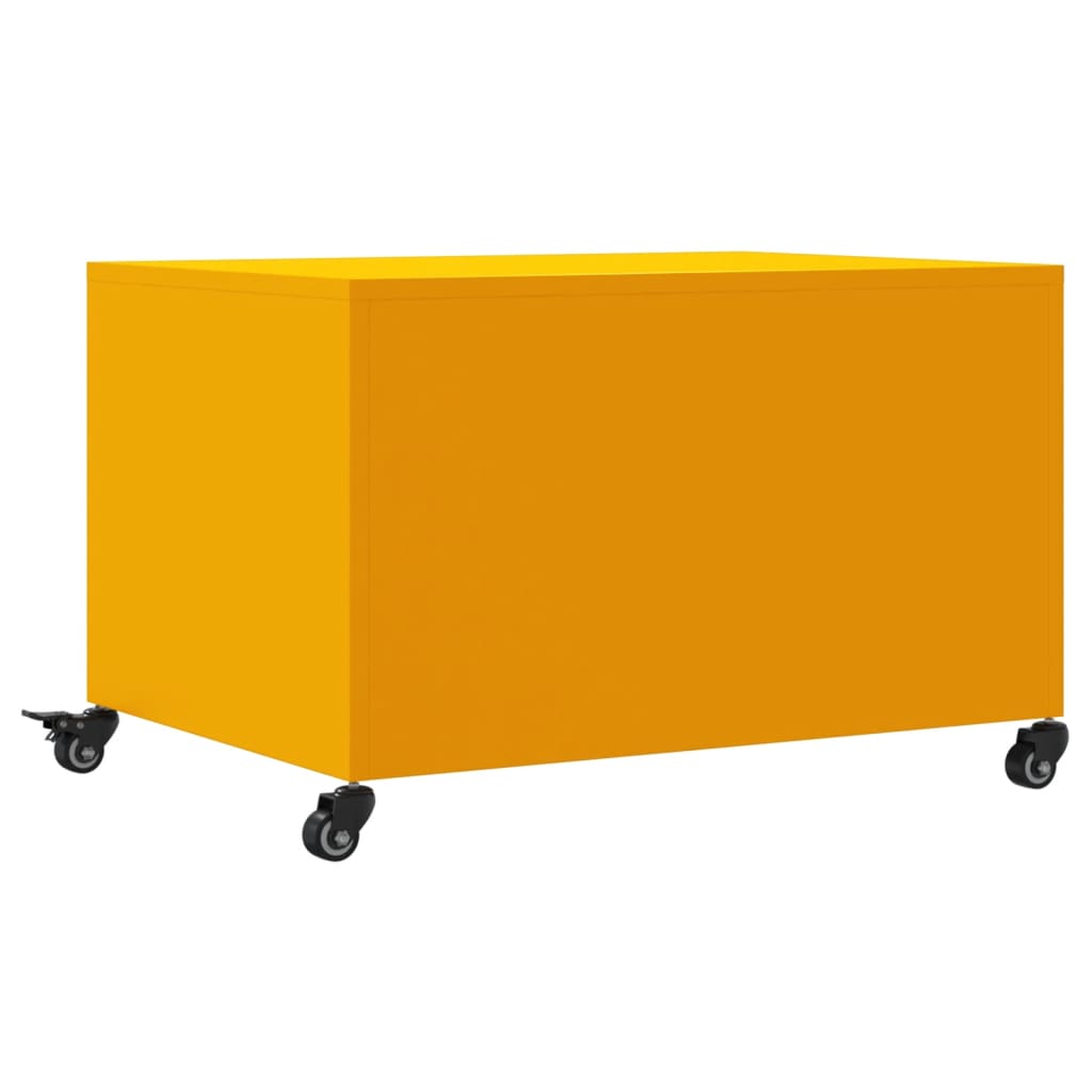 Mesa de centro 68x50x43,5 cm aço amarelo mostarda