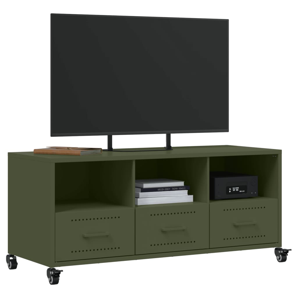 Móvel de TV 100,5x39x43,5 cm aço verde-azeitona