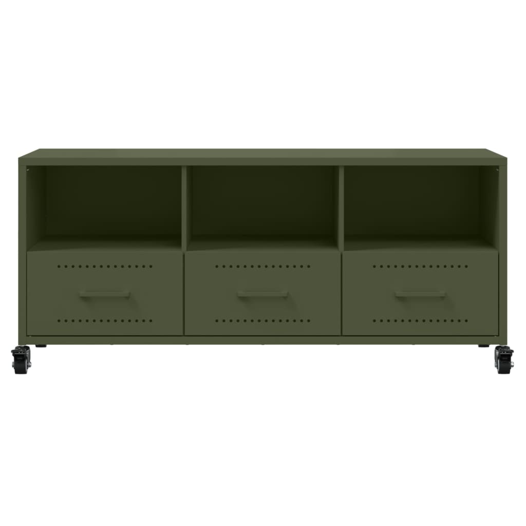 Móvel de TV 100,5x39x43,5 cm aço verde-azeitona